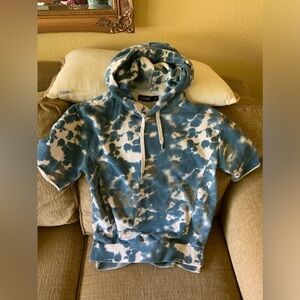 Short Sleeved Pull Over Tye-Dye Hoodie